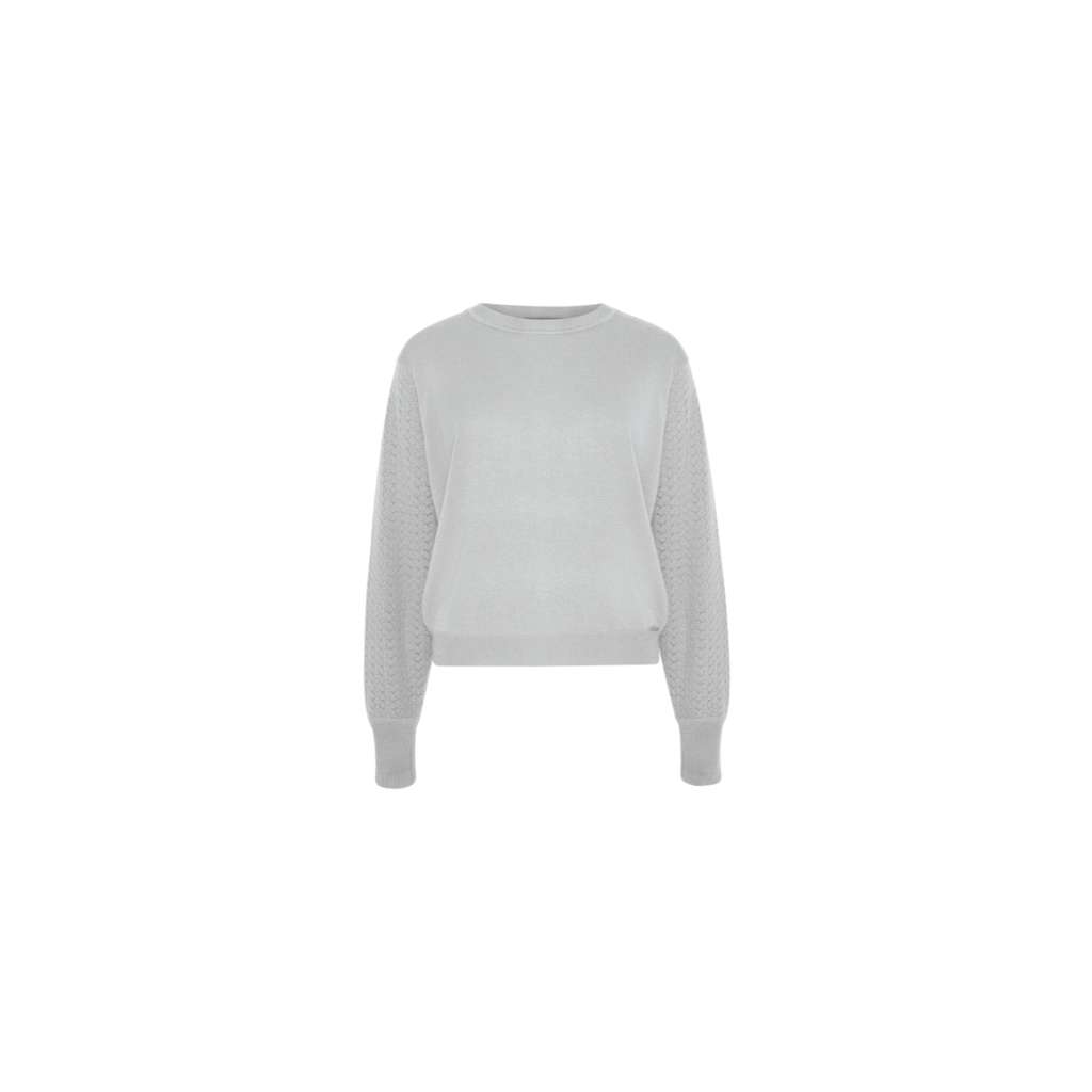 Pullover Lochmuster & Volant